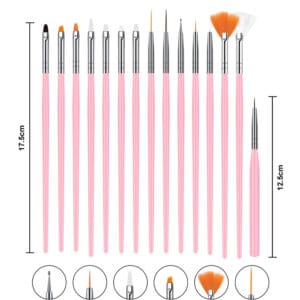 Set De 15 Pinceles Para Uñas Full Nail Art City Girl MJB6015 - vista 3