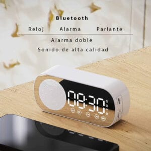 Mini Reloj Despertador Digital Parlante Radio Bluetooth Tarjeta Sd - vista 2