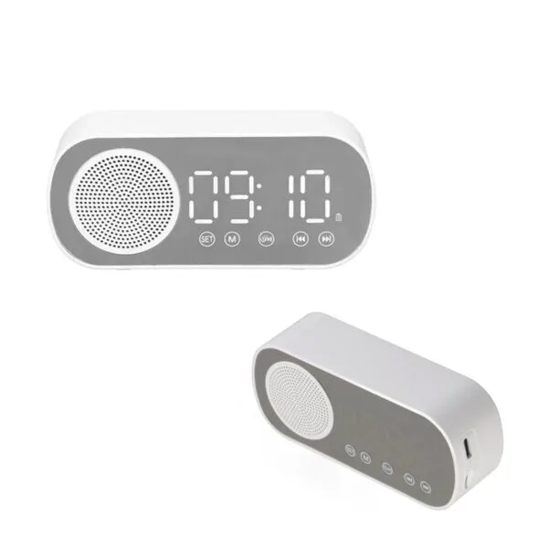 PARLANTE CON RELOJ DIGITAL 2 Mini Reloj Despertador Digital Parlante Radio Bluetooth Tarjeta Sd