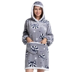 Pijama De Mujer Buzo Manta Corderito Oversize Mapache - vista 2