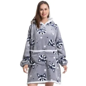 Pijama De Mujer Buzo Manta Corderito Oversize Mapache