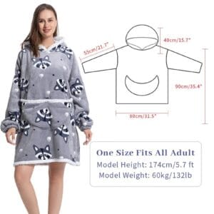 Pijama De Mujer Buzo Manta Corderito Oversize Mapache - vista 5