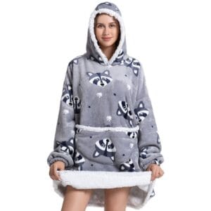 Pijama De Mujer Buzo Manta Corderito Oversize Mapache - vista 3