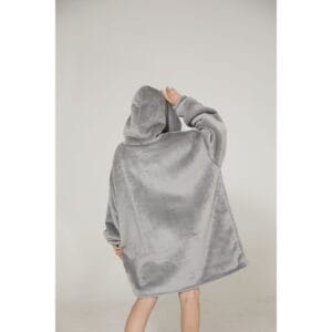 Pijama De Mujer Buzo Manta Corderito Oversize Gris Liso - vista 5
