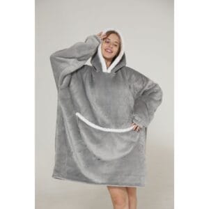 Pijama De Mujer Buzo Manta Corderito Oversize Gris Liso - vista 3