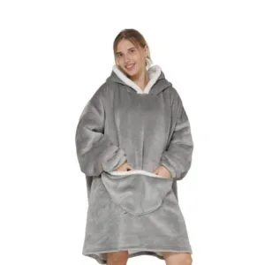 Pijama De Mujer Buzo Manta Corderito Oversize Gris Liso