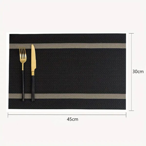 INDIVIDUAL CON RAYA DORADO PVC TEJIDO PACK 6PCS 4 INDIVIDUAL CON RAYA DORADO PVC TEJIDO PACK 6PCS 4
