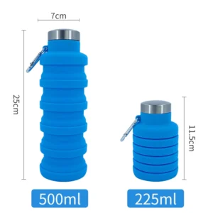 Botella De Agua Deportiva De Silicona Plegable Tapa Acero Inoxidable 500ml - vista 3