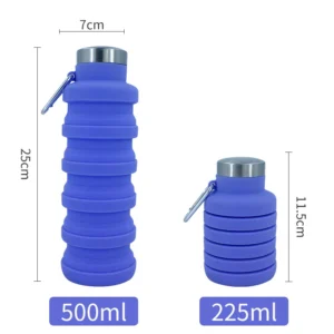 Botella De Agua Deportiva De Silicona Plegable Tapa Acero Inoxidable 500ml - vista 5