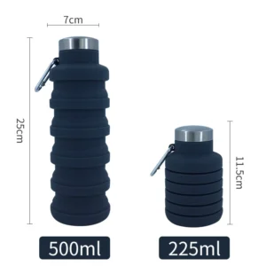 Botella De Agua Deportiva De Silicona Plegable Tapa Acero Inoxidable 500ml - vista 6