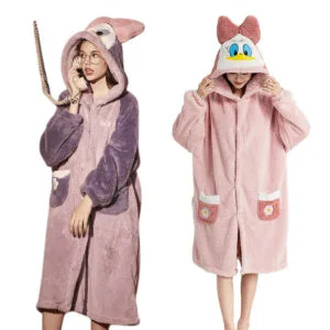 Pijama De Mujer Saco Manta Con Capucha Y Botones Daisy