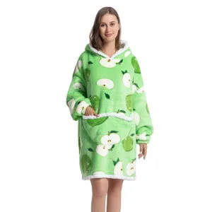 Pijama De Mujer Buzo Manta Corderito Oversize Manzana Verde