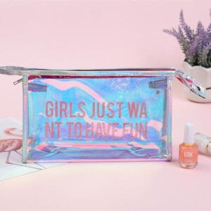 Neceser Impermeable Holografico Con Tipografía en Glitter Maquillaje Skincare - vista 3