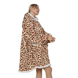 Pijama De Mujer Buzo Manta Corderito Oversize Leopardo - vista 4