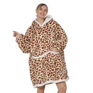 Pijama De Mujer Buzo Manta Corderito Oversize Leopardo - vista 3