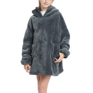 Pijama para Niños Buzo Infantil Con Capucha Manta Corderito Gato Gris - vista 4