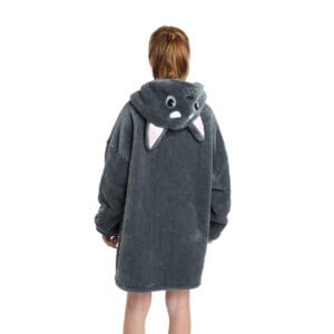 Pijama para Niños Buzo Infantil Con Capucha Manta Corderito Gato Gris - vista 2