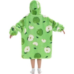 Pijama para Niños Buzo Infantil Con Capucha Manta Corderito Manzana Verde - vista 2