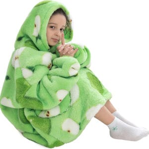 Pijama para Niños Buzo Infantil Con Capucha Manta Corderito Manzana Verde - vista 3