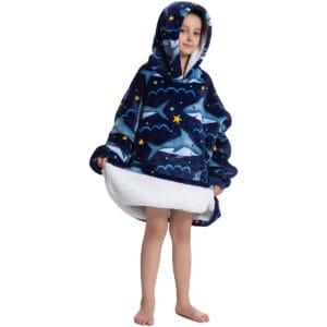 Pijama Buzo Infantil Con Capucha Manta Corderito Tiburones - vista 3
