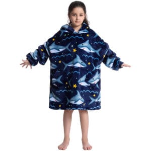Pijama Buzo Infantil Con Capucha Manta Corderito Tiburones - vista 4