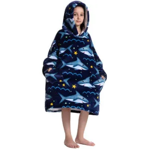 Pijama Buzo Infantil Con Capucha Manta Corderito Tiburones