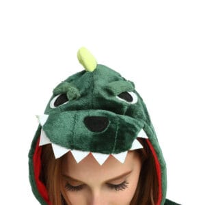 Pijama Adultos Disfraz Con Capucha Y Botones Dinosaurio Verde - vista 2