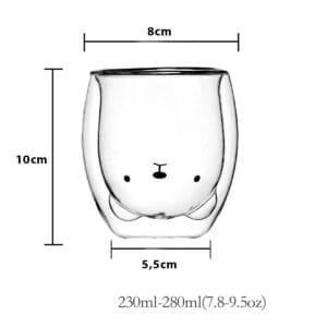 Taza Jarro Vaso De Oso de Vidrio con Aislamiento De Doble Pared Cafe Te Chocolate Leche x Unidad - vista 4