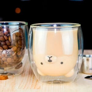 Taza Jarro Vaso De Oso de Vidrio con Aislamiento De Doble Pared Cafe Te Chocolate Leche x Unidad - vista 3