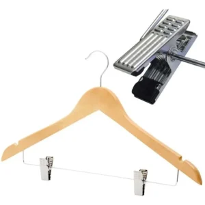 [Mayorista++] 100 Perchas De Madera Con Broches Polleras Pantalones 45CM - vista 5