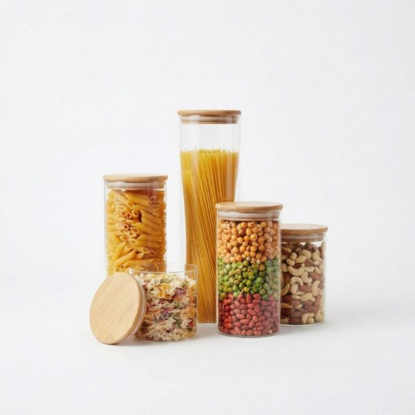 frasco vidrio con madera