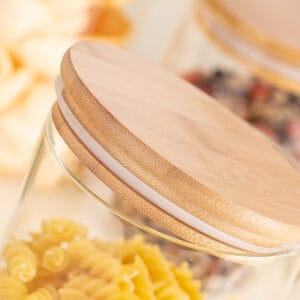 Frasco De Vidrio Con Tapa De Bambu Hermetico - vista 3