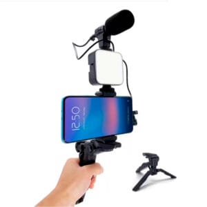 Kit Para Streaming Vlogging Estabilizador Tripode Con Luz Led Y Microfono - vista 2