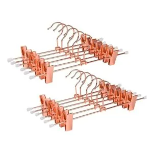 [MAYORISTA++] 100 Perchas Oro Rosado Con Broches Para Polleras y Pantalones 