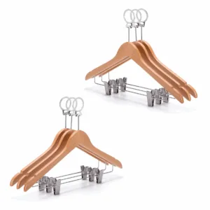 [MAYORISTA++] 100 Percha de Madera Antirrobo Con Broches