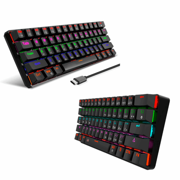 tecladonetmaknegro-3 Teclado Gamer Mecánico Compacto Dominate 60% Español Switch Blue Usb Con Retroiluminación RGB