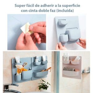 Organizador De Pared Autoadhesivo 3 Compartimentos - vista 2