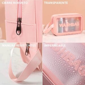 Washbag Neceser Chico Impermeable Transparente - Organizador de Valija Versátil - vista 2