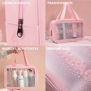 Washbag Neceser Grande Impermeable Transparente - Organizador de Valija Versátil - vista 2