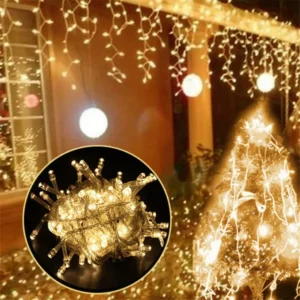Led Lluvia Navideñas Cortinas 220V Con Enchufe - Guirnalda Decorativa Premium - vista 3