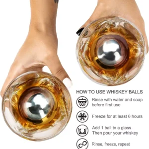 Cubos Hielo Reutilizables Esferas Enfriadoras Premium de Whisky - Acero Inoxidable 304 - Sin Dilución - vista 3