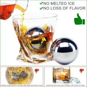 Cubos Hielo Reutilizables Esferas Enfriadoras Premium de Whisky - Acero Inoxidable 304 - Sin Dilución - vista 5