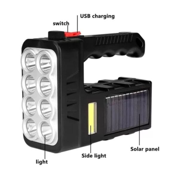 Linterna LED Solar y USB Recargable Multifuncional (5) Linterna LED Solar y USB Recargable Multifuncional (5)