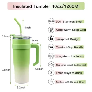 Vaso Térmico Acero Inoxidable 1200ml con Pajita y Manija - vista 8