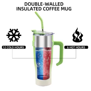 Vaso Térmico Acero Inoxidable 1200ml con Pajita y Manija - vista 6