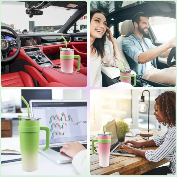 Vaso Térmico Acero Inoxidable 1200ml con Pajita ( (7) Vaso Térmico Acero Inoxidable 1200ml con Pajita ( (7)