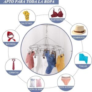Perchas Para Calcetines Bufanda Ropa con Broches Acero Inoxidable Redonda - vista 3