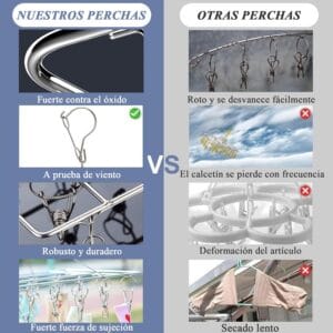 Perchas Para Calcetines Bufanda Ropa con Broches Acero Inoxidable Redonda - vista 4