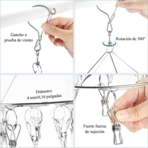 Perchas Para Calcetines Bufanda Ropa con Broches Acero Inoxidable Redonda - vista 6