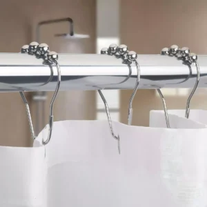 Ganchos Para Baño Cortina Cuencas Metalicas Acero X12U Plateado Negro - vista 5